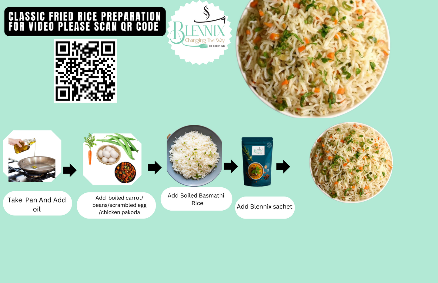 Classic Chicken/Veg/Egg Fried Rice/Noodles Ready mix Powder - Premium  from Blennix - Just Rs120.00! Shop now at Blennix